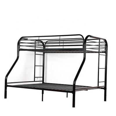 Twin-Over-Full Bunk Bed with Metal Frame and Ladder double deck bed Space-Saving Design, Black